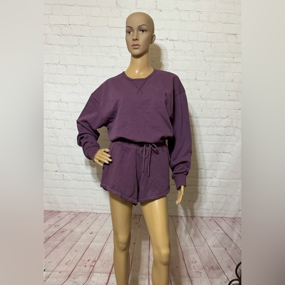 FREE PEOPLE “Best of Romper” women’s Shortsie jumpsuit Long sleeves Purple S NWT - Picture 3 of 16